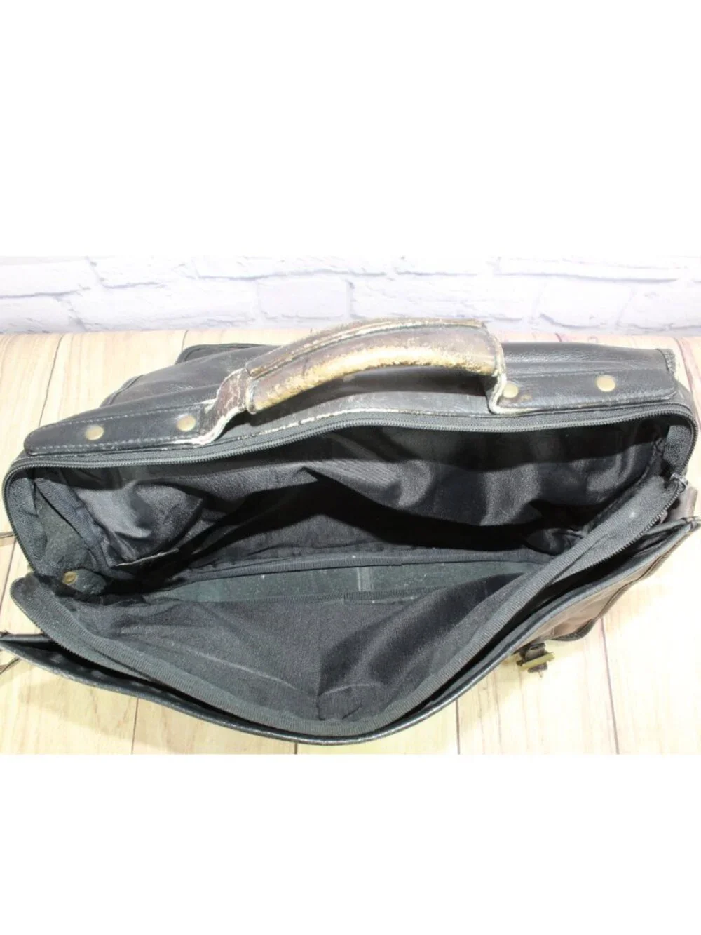 Vintage Brown Leather Messenger Laptop Briefcase Satchel Shoulder Bag 15x10